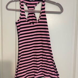 lululemon athletica Pink and Black Striped Tank Top